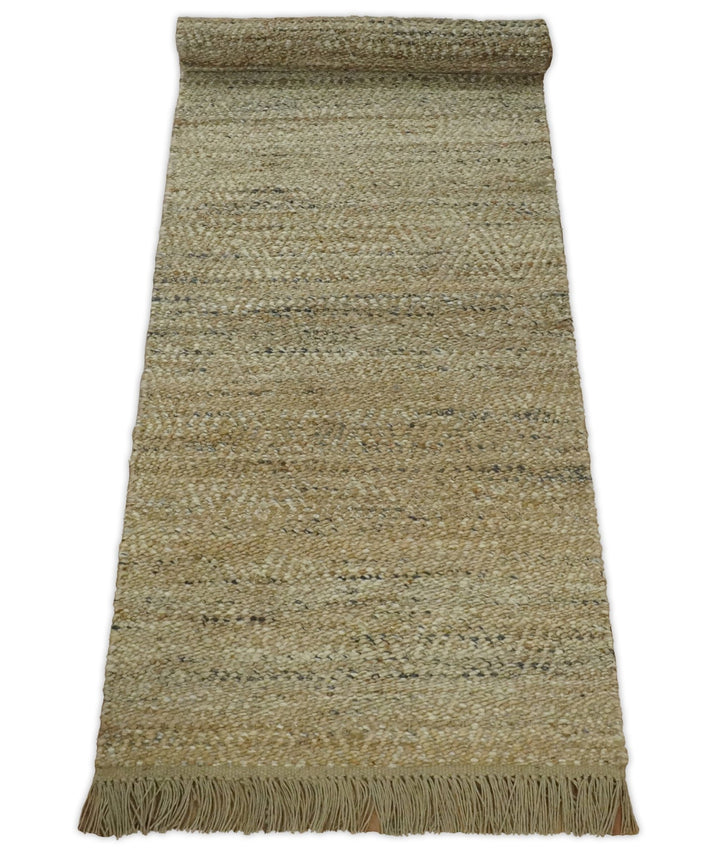 Hand Woven 100% Natural Fiber Brown Natural Jute and Wool Rug | JR10 - The Rug Decor