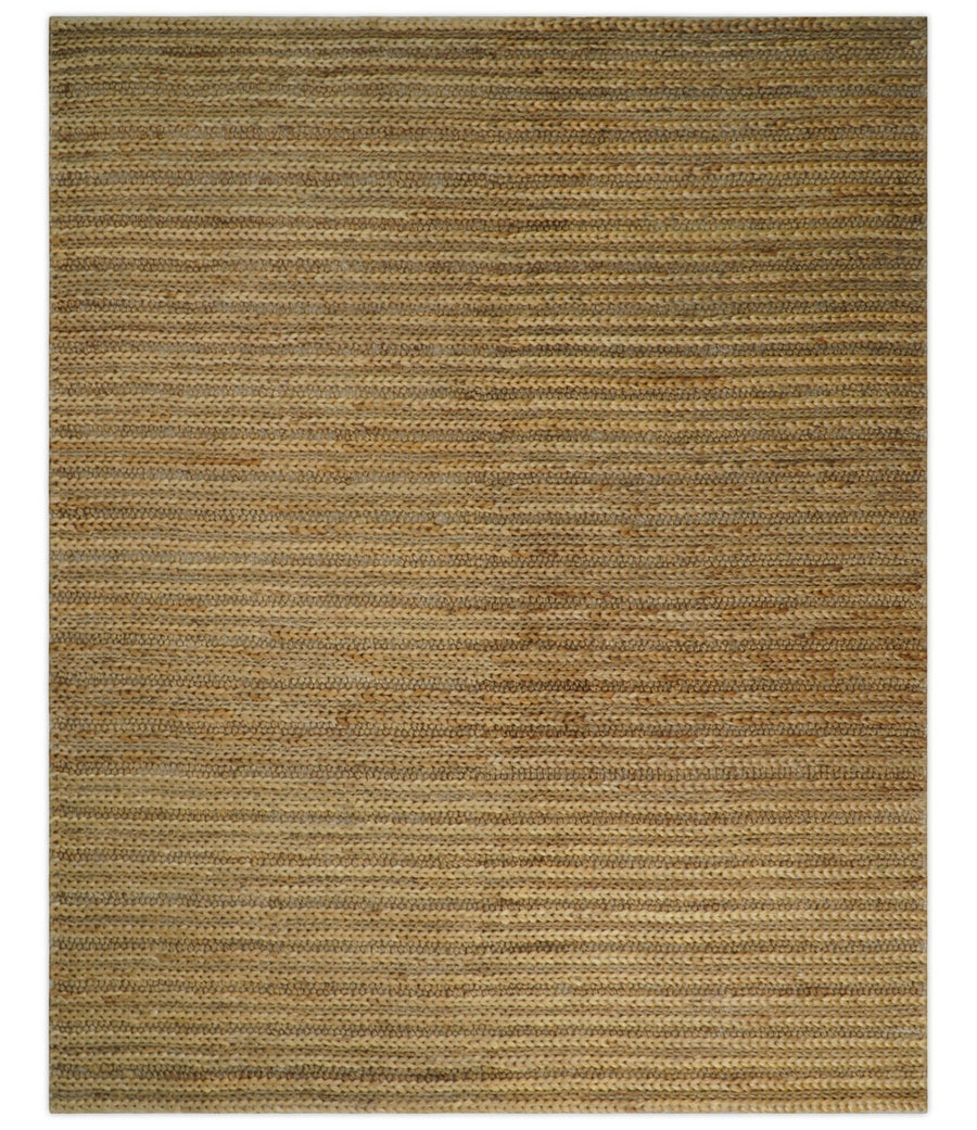 Hand Woven 100% Natural Fiber Brown Natural Jute and Wool Rug | JR15 - The Rug Decor