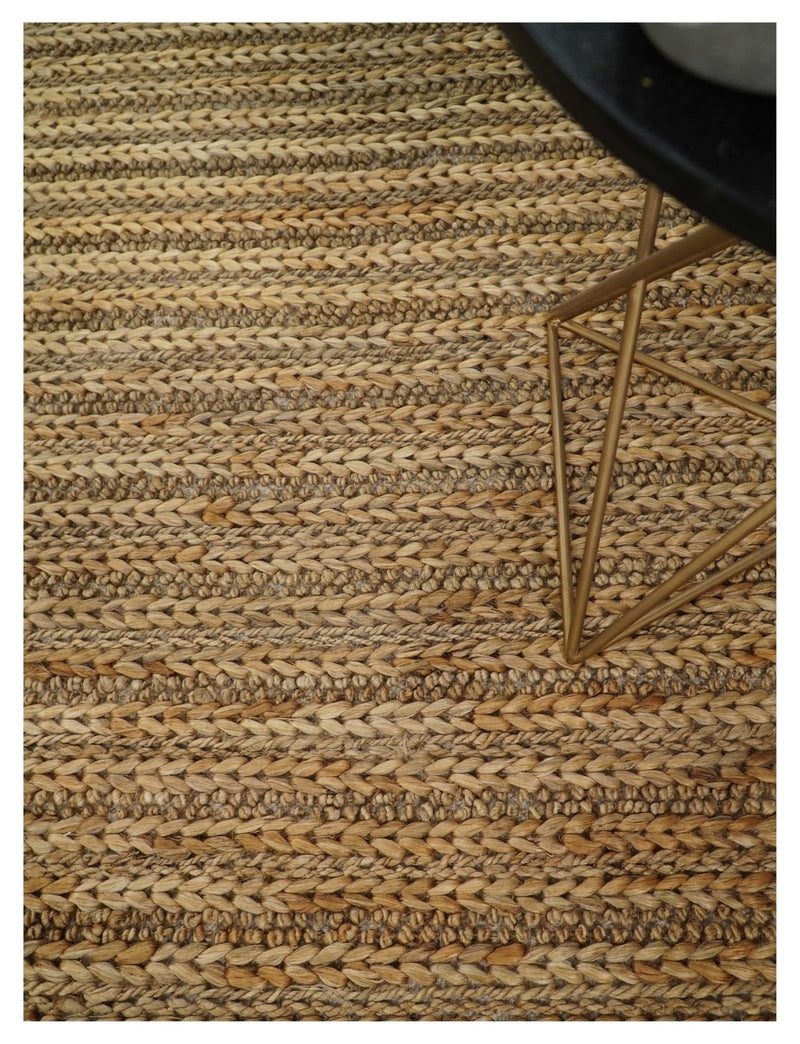Hand Woven 100% Natural Fiber Brown Natural Jute and Wool Rug | JR15 - The Rug Decor