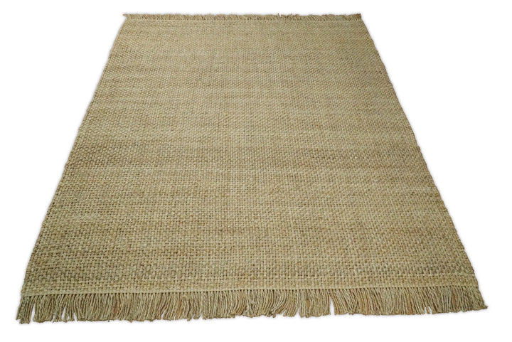 Hand Woven 100% Natural Fiber Brown Natural Jute Rug | JR7 - The Rug Decor