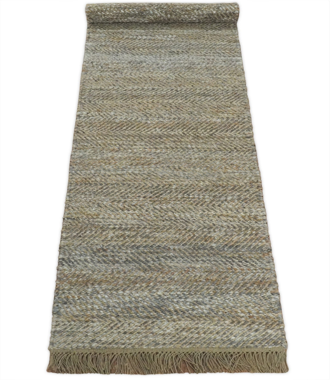 Hand Woven 100% Natural Fiber Jute and Wool Silver and Brown | JR11 - The Rug Decor