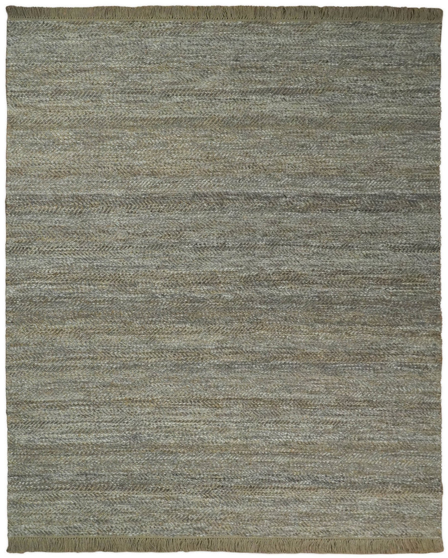 Hand Woven 100% Natural Fiber Jute and Wool Silver and Brown | JR11 - The Rug Decor