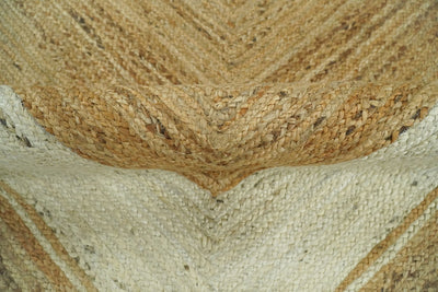 Hand Woven 100% Natural Fiber White and Brown Natural Jute Rug | JR3 - The Rug Decor