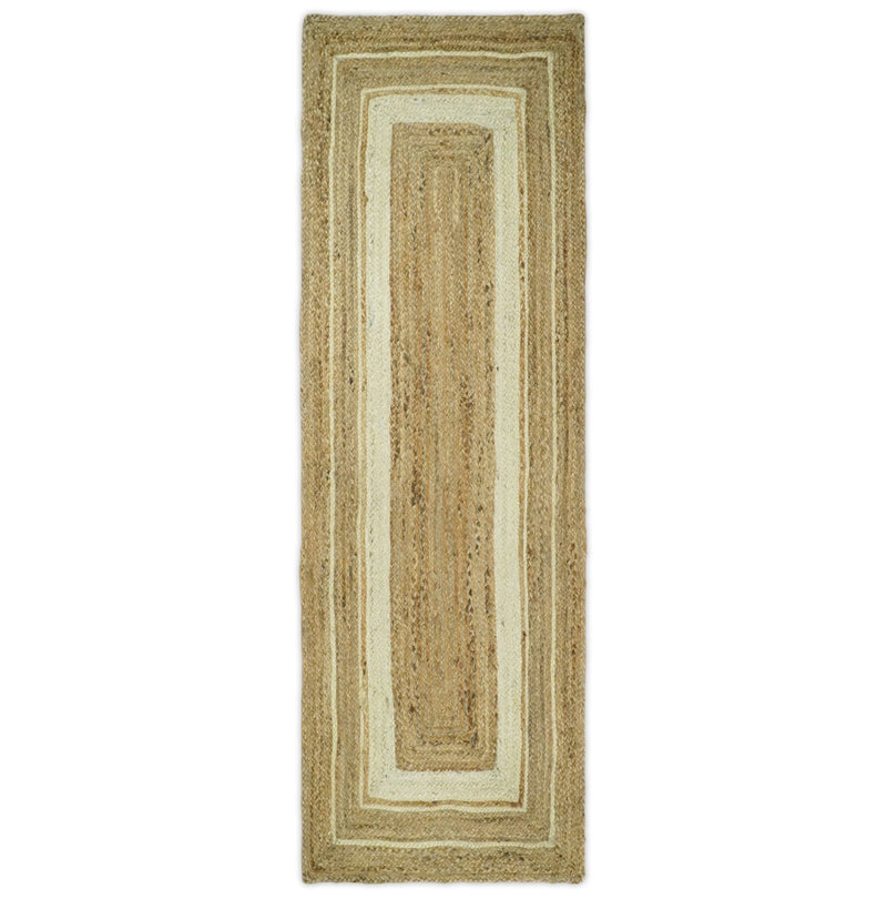 Hand Woven 100% Natural Fiber White and Brown Natural Jute Rug | JR3 - The Rug Decor