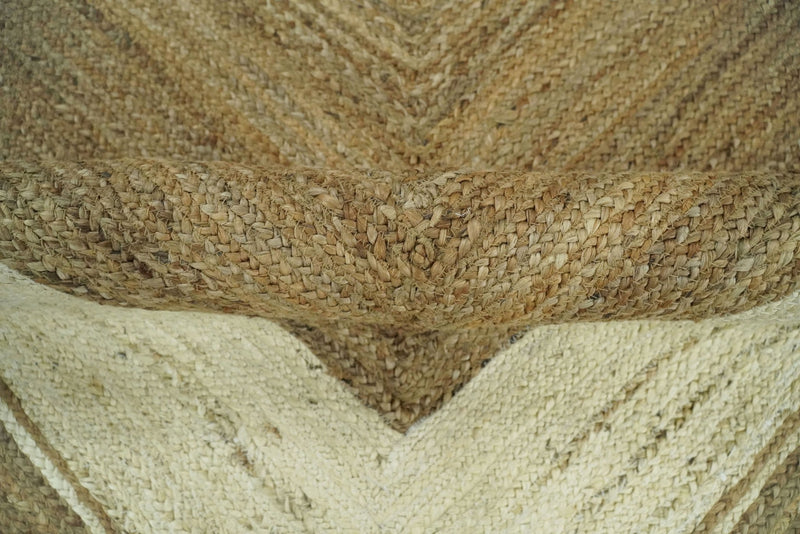 Hand Woven 100% Natural Fiber White and Brown Natural Jute Rug | JR3B - The Rug Decor
