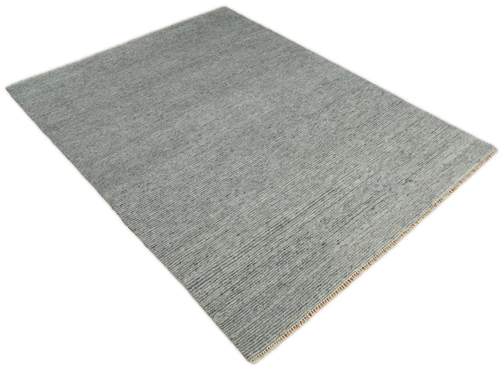 Hand Woven 8x10 Shaded Gray and Silver Rug Made with Fine Wool | TRDCP77810 - The Rug Decor