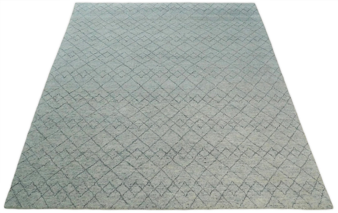 Hand Woven 8x10 Trellis Moroccan Rug Made with Fine Wool TRDCP69810 - The Rug Decor