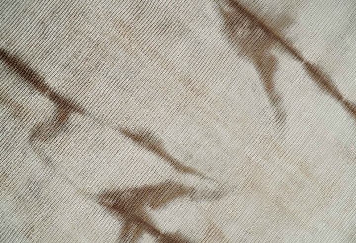 Hand Woven and Carved Silver and Brown Floral Art Silk Rug | KNT3 - The Rug Decor