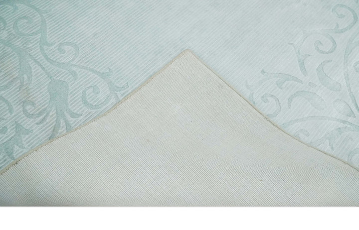 Hand Woven and Carved Silver and Gray Floral Art Silk Rug | KNT6 - The Rug Decor