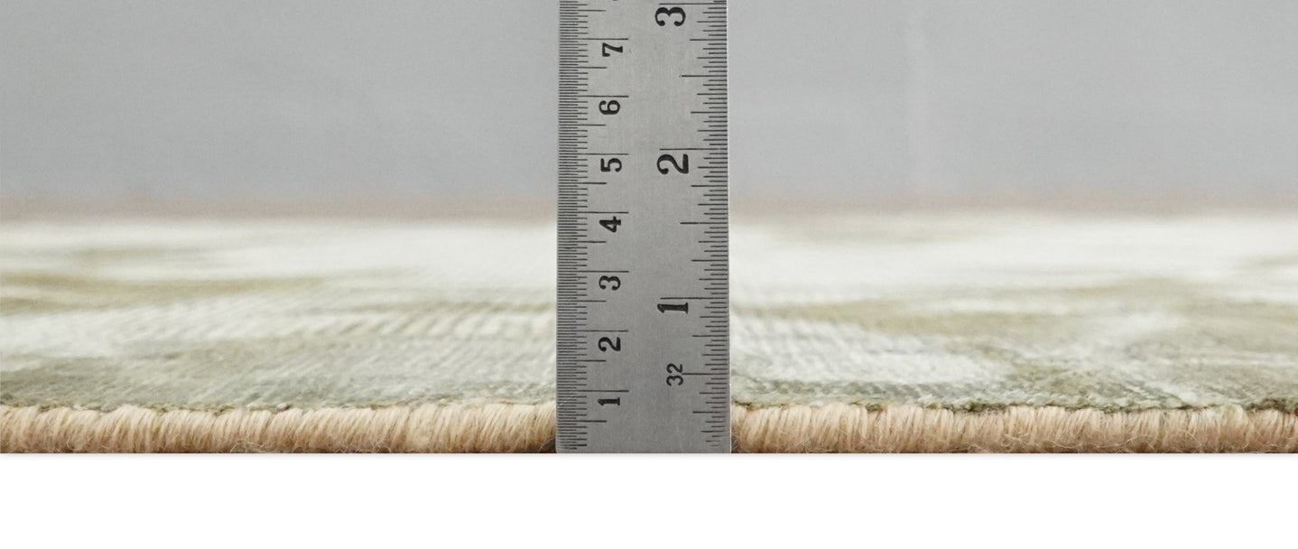 Hand Woven and Carved Silver and Olive Abstract Art Silk Rug | KNT15 - The Rug Decor