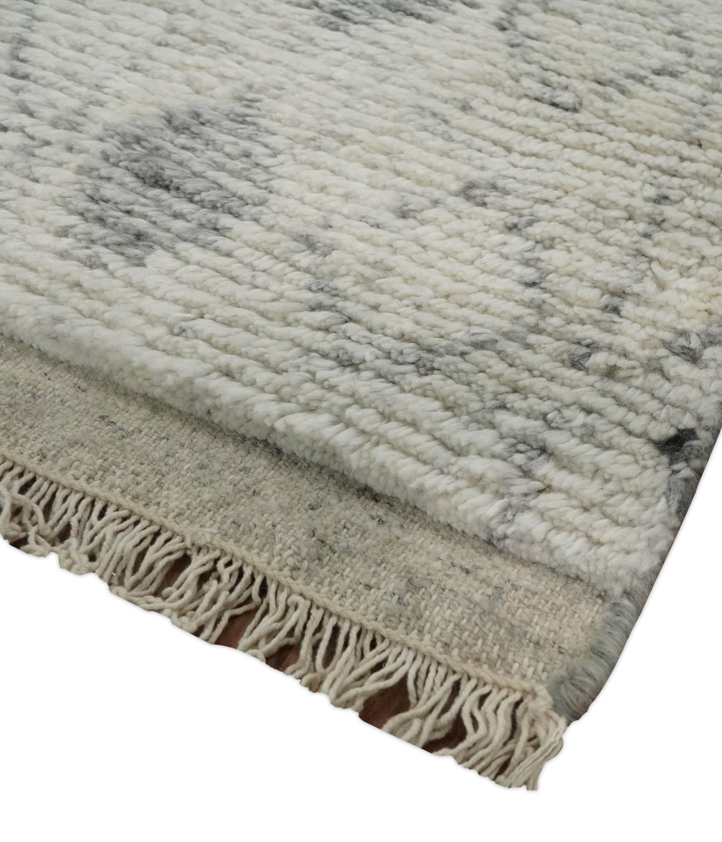Hand Woven Beige and Gray 2x3 Trellis Moroccan Rug Made with Fine Wool | TRDCP79723 - The Rug Decor