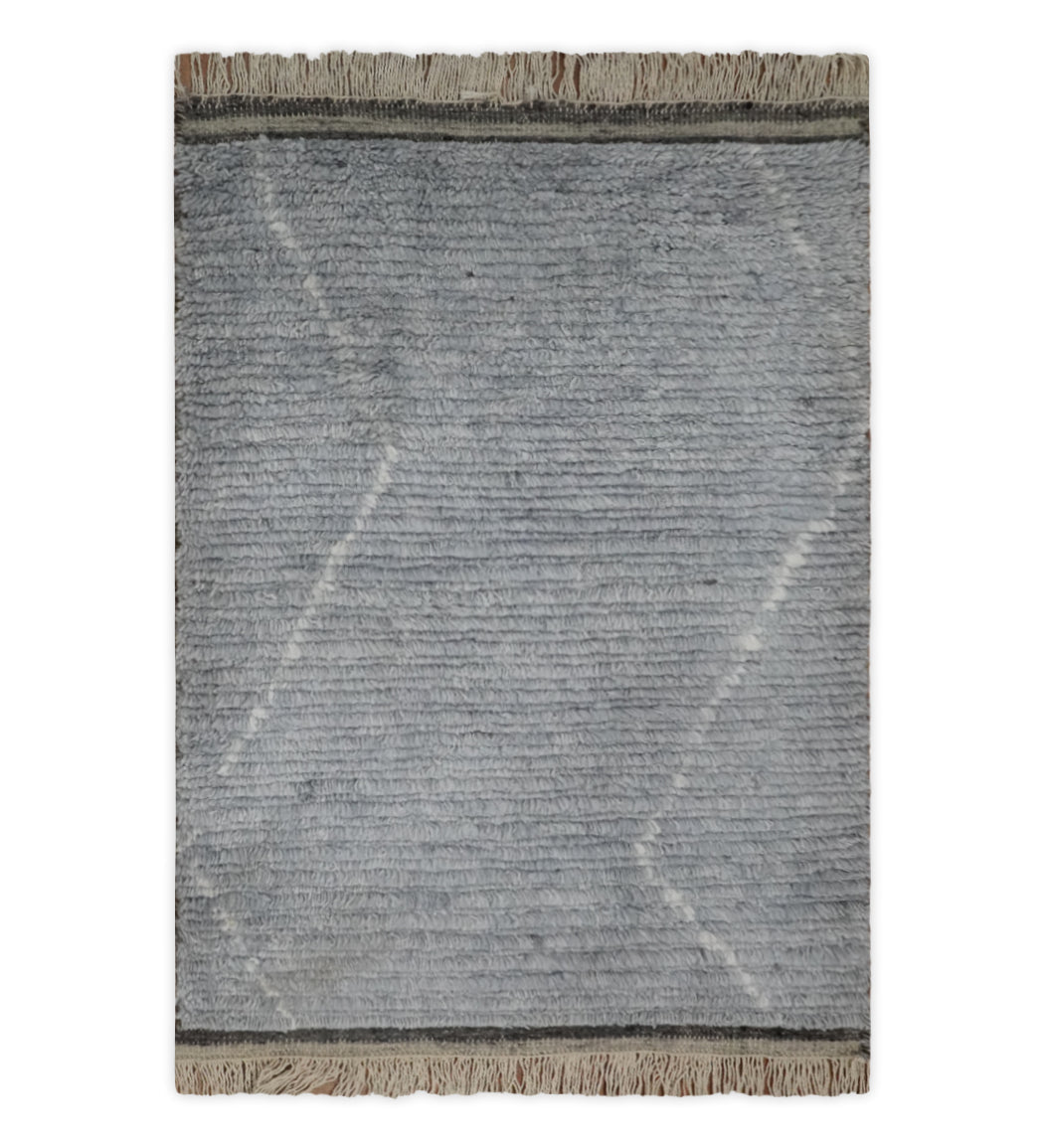 Hand Woven Blue and White 2x3 Trellis Moroccan Rug Made with Fine Wool | TRDCP79523 - The Rug Decor