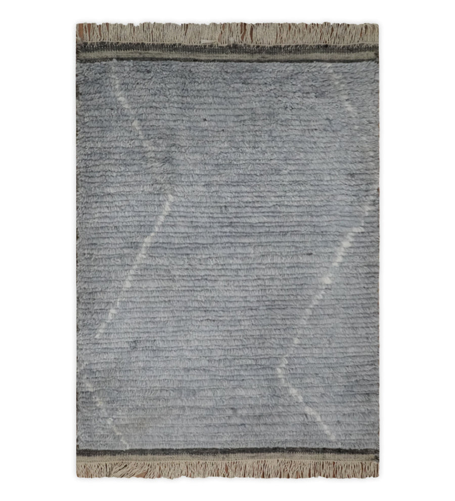 Hand Woven Blue and White 2x3 Trellis Moroccan Rug Made with Fine Wool | TRDCP79523 - The Rug Decor