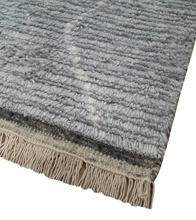 Hand Woven Blue and White 2x3 Trellis Moroccan Rug Made with Fine Wool | TRDCP79523 - The Rug Decor