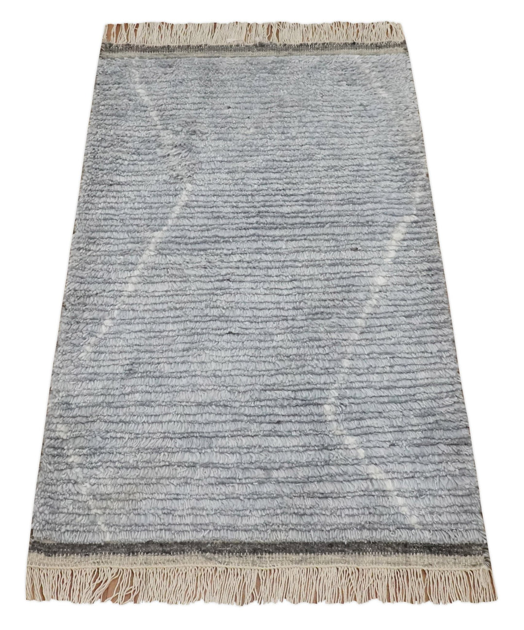 Hand Woven Blue and White 2x3 Trellis Moroccan Rug Made with Fine Wool | TRDCP79523 - The Rug Decor