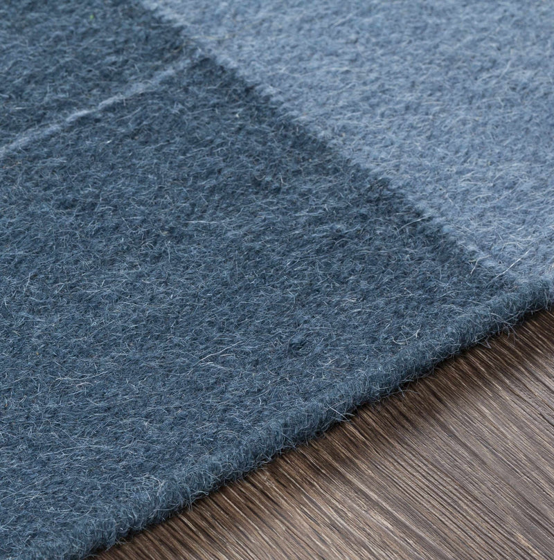 Hand Woven Blue, Ivory and Beige Modern Geometrical Wool Braided Area Rug - The Rug Decor