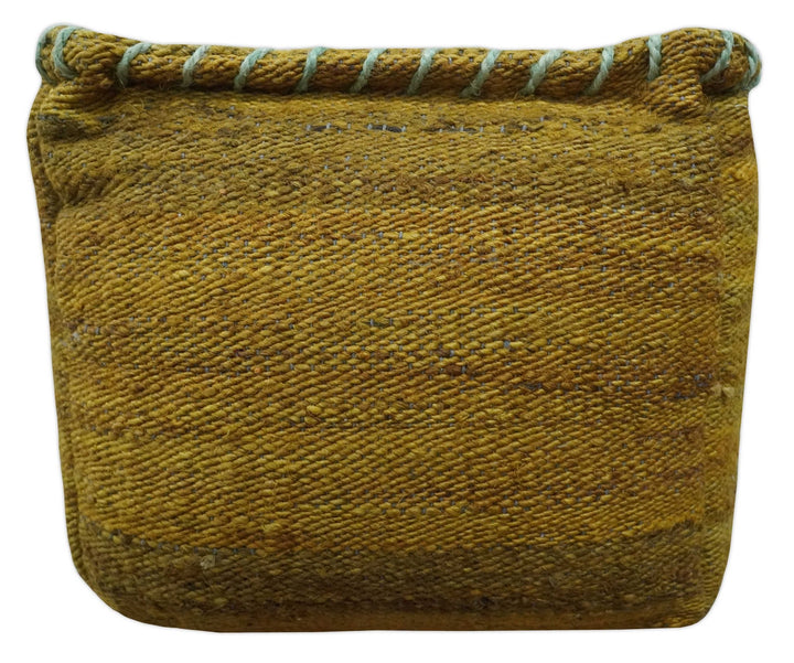 Hand Woven Boho Natural Farmhouse Mustard Gold and Gray Jute Pouf Ottoman | TRD128P - The Rug Decor