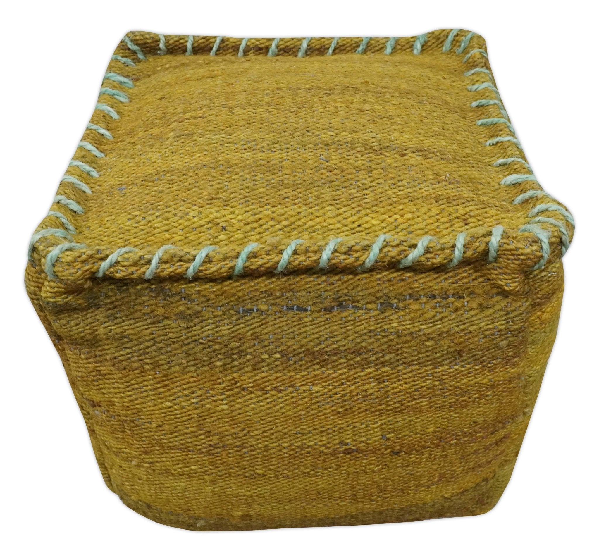 Hand Woven Boho Natural Farmhouse Mustard Jute Pouf – The Rug Decor