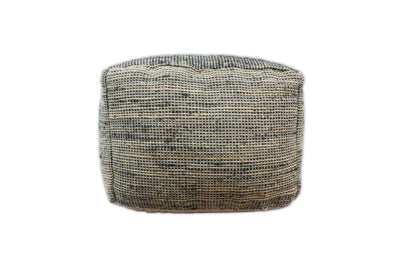 Hand Woven Boho Natural Large Black and Brown Jute Pouf | TRD123P - The Rug Decor