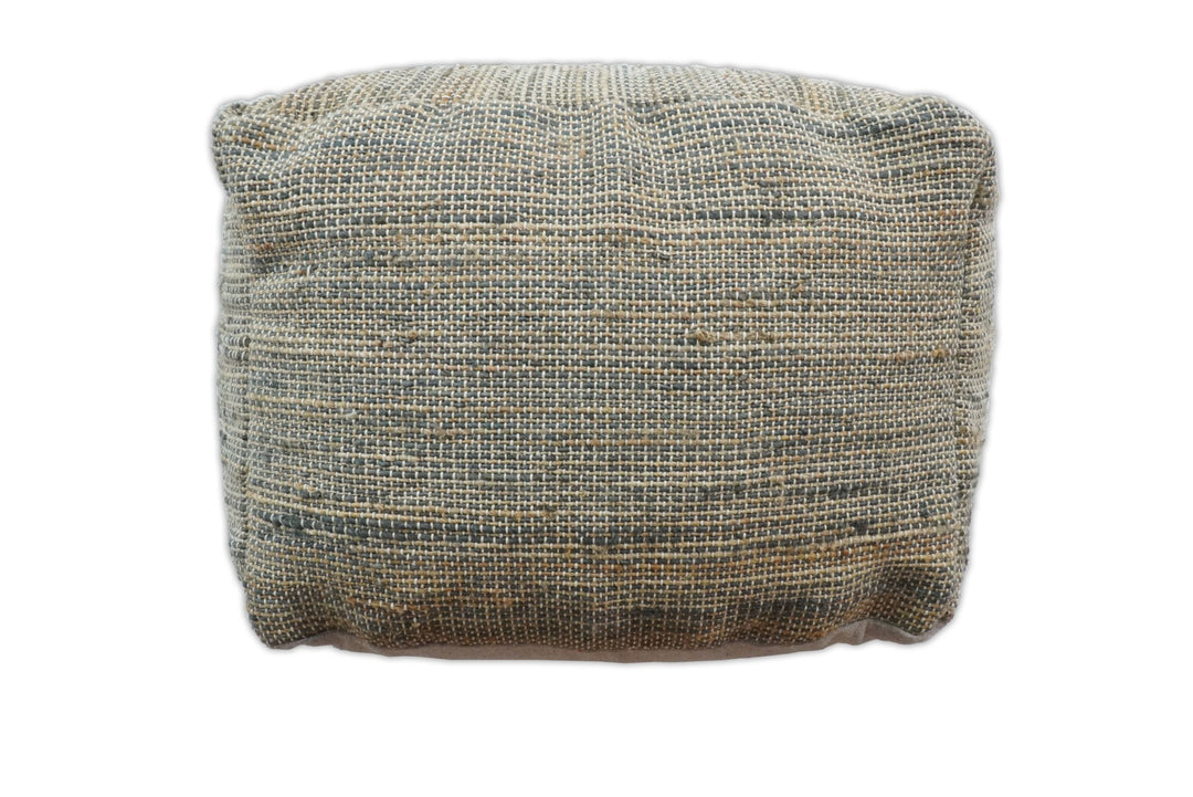 Hand Woven Boho Natural Large Gray and Brown Jute Pouf | TRD122P - The Rug Decor