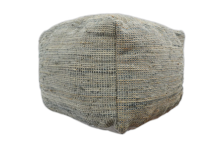 Hand Woven Boho Natural Large Gray and Brown Jute Pouf | TRD122P - The Rug Decor