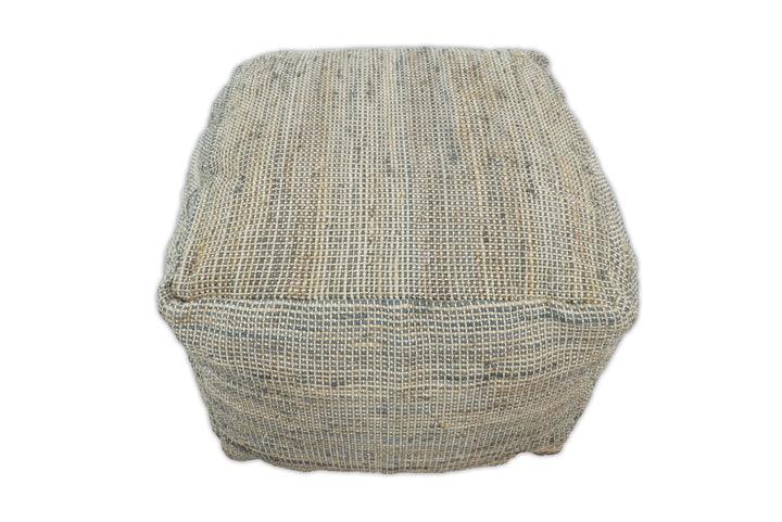 Hand Woven Boho Natural Large Gray and Brown Jute Pouf | TRD122P - The Rug Decor