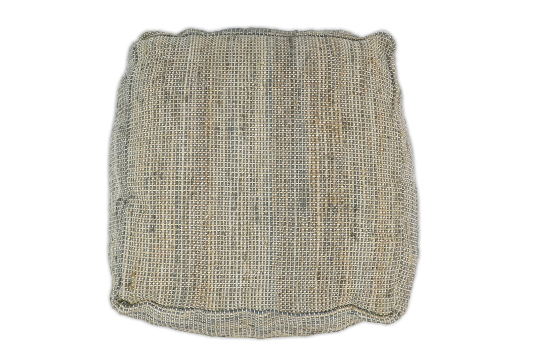 Hand Woven Boho Natural Large Gray and Brown Jute Pouf | TRD122P - The Rug Decor
