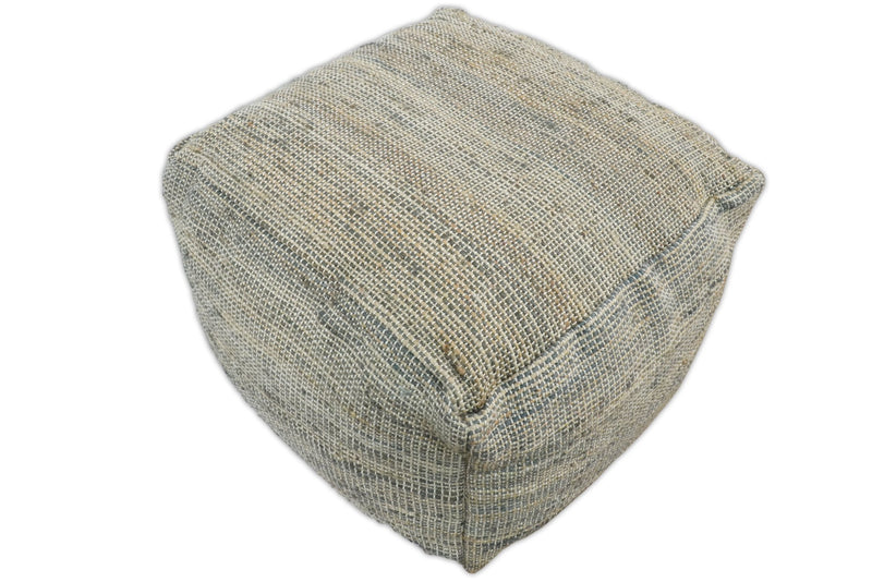Hand Woven Boho Natural Large Gray and Brown Jute Pouf | TRD122P - The Rug Decor