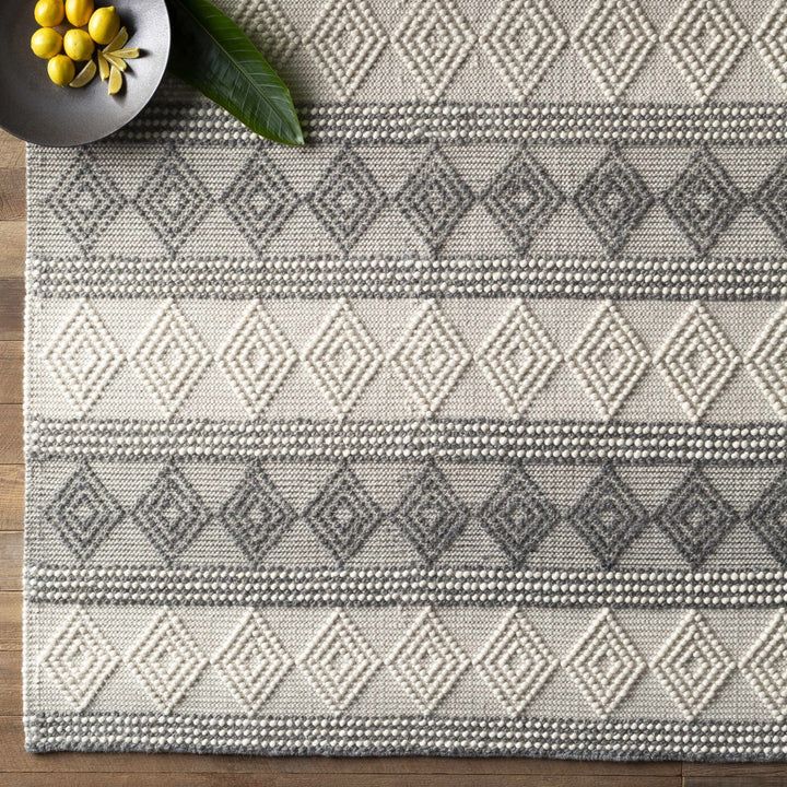 Hand Woven Contemporary Beige and Gray Bohemian Style Carved Design Wool Area Rug - The Rug Decor