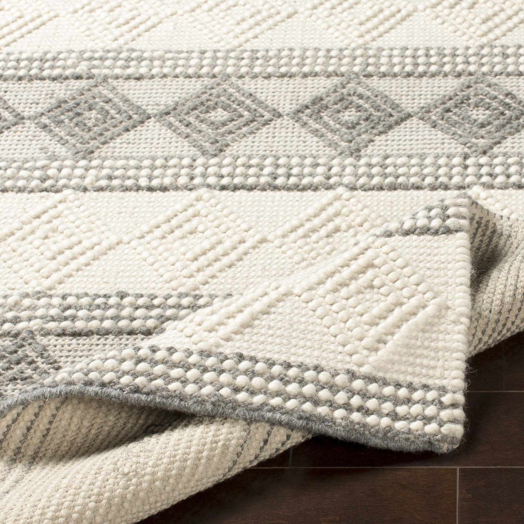 Hand Woven Contemporary Beige and Gray Bohemian Style Carved Design Wool Area Rug - The Rug Decor
