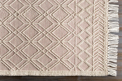 Hand Woven Contemporary Ivory and Peach Tribal Trellis Design Wool Area Rug - The Rug Decor