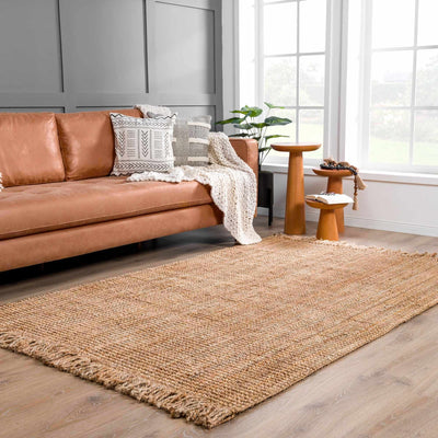 Hand Woven Contemporary Solid Light Brown Natural Fiber Jute Area Rug - The Rug Decor