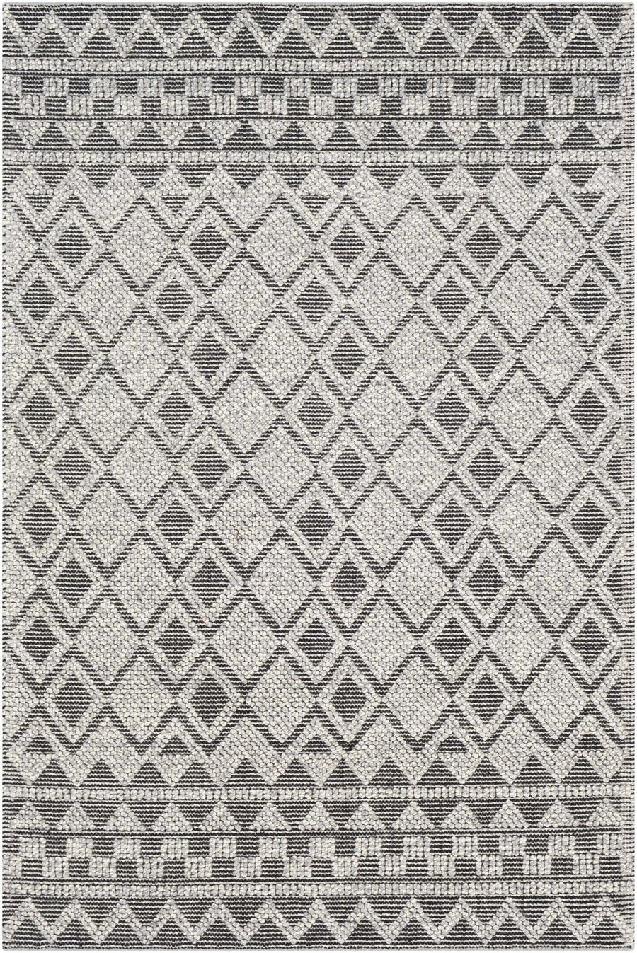 Hand Woven Geometric Black, Beige and Gray Tribal Design Wool Area Rug - The Rug Decor