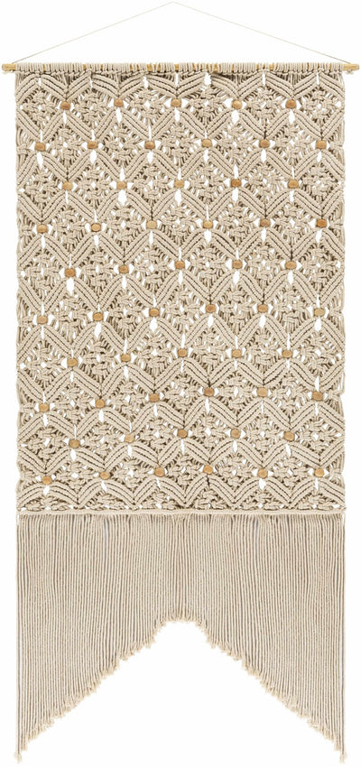 Hand Woven Ivory Traditional Macrame Design Wall Hanging Perfect for Home Decor - The Rug Decor