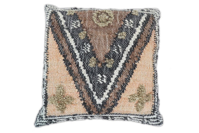 Hand woven Jute and Wool Tribal Accent Pillow, Cushion | PL14 - The Rug Decor