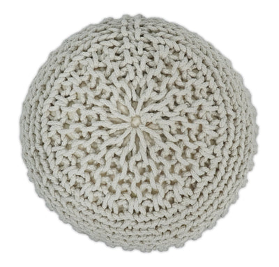 Hand Woven Macrame Beige Pouf Ottoman- Footstool, Chair or Footrest | TRD112 - The Rug Decor