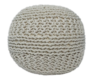 Hand Woven Macrame Beige Pouf Ottoman- Footstool, Chair or Footrest | TRD112 - The Rug Decor