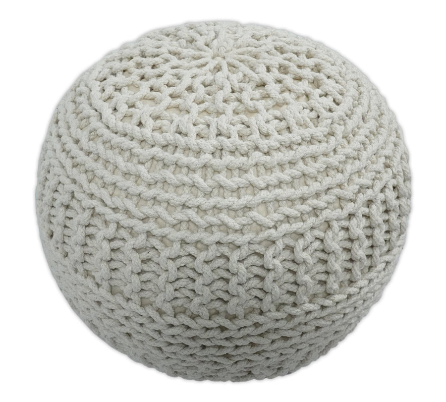 Hand Woven Macrame Beige Pouf Ottoman- Footstool, Chair or Footrest | TRD112 - The Rug Decor