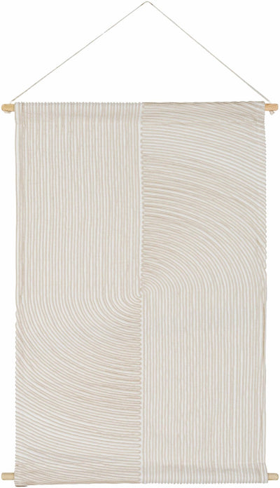 Hand Woven Modern Stripes Design Beige and Ivory Wall Hanging Perfect for Home Decor - The Rug Decor