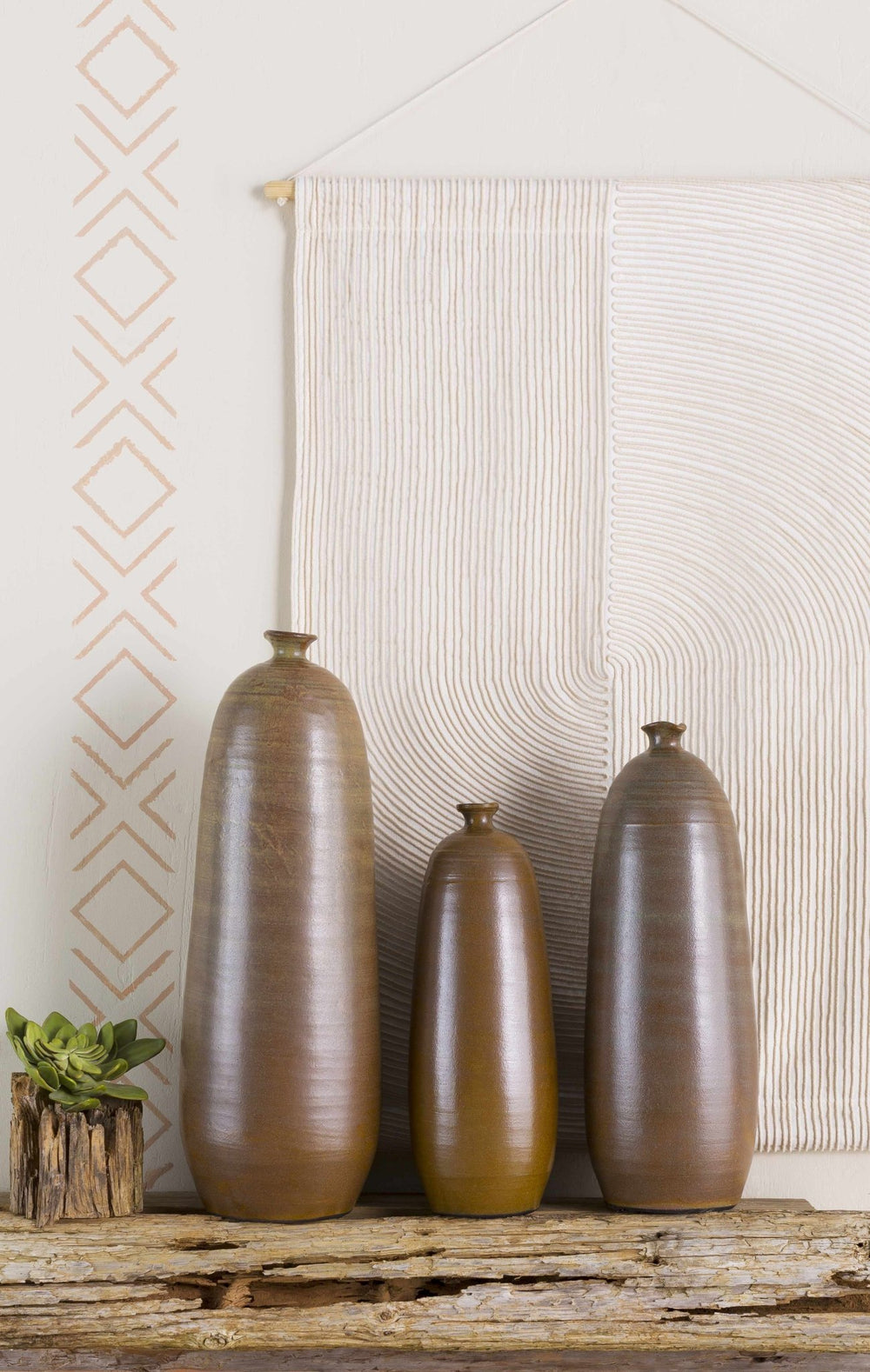 Hand Woven Modern Stripes Design Beige and Ivory Wall Hanging Perfect for Home Decor - The Rug Decor