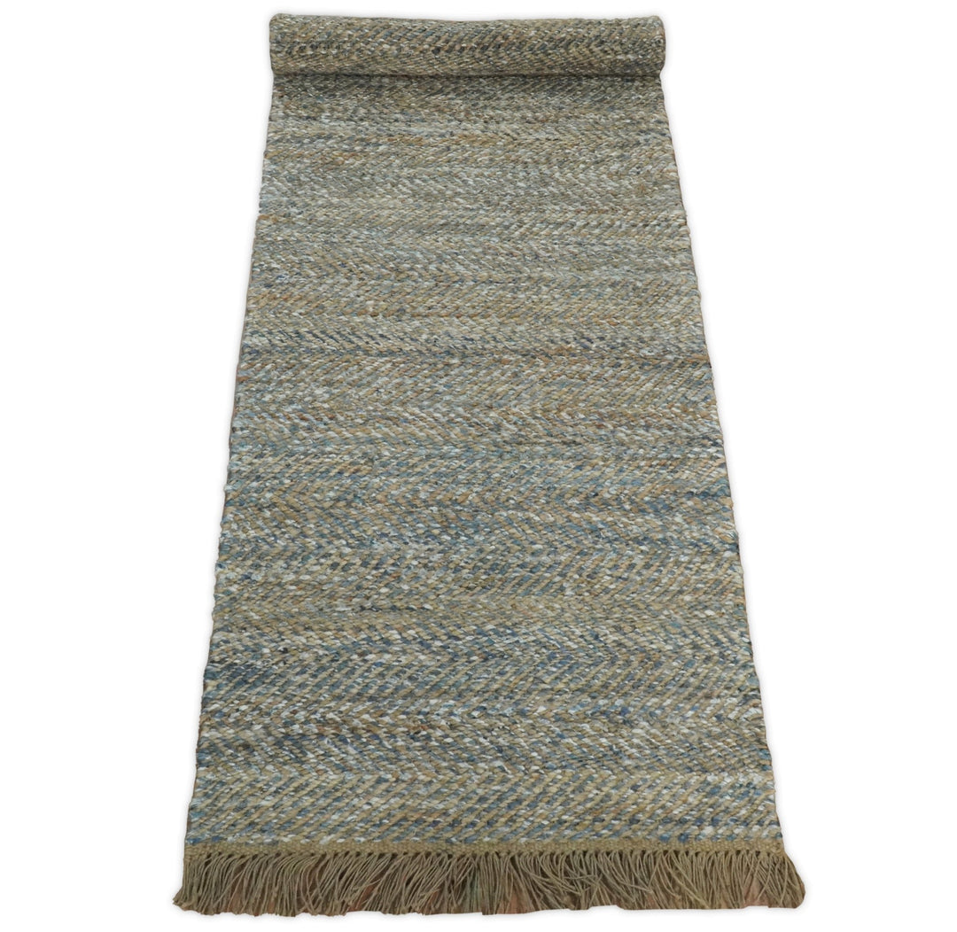 Hand Woven Natural Fiber Gray and Brown Jute and Art Silk Rug | JR9 - The Rug Decor