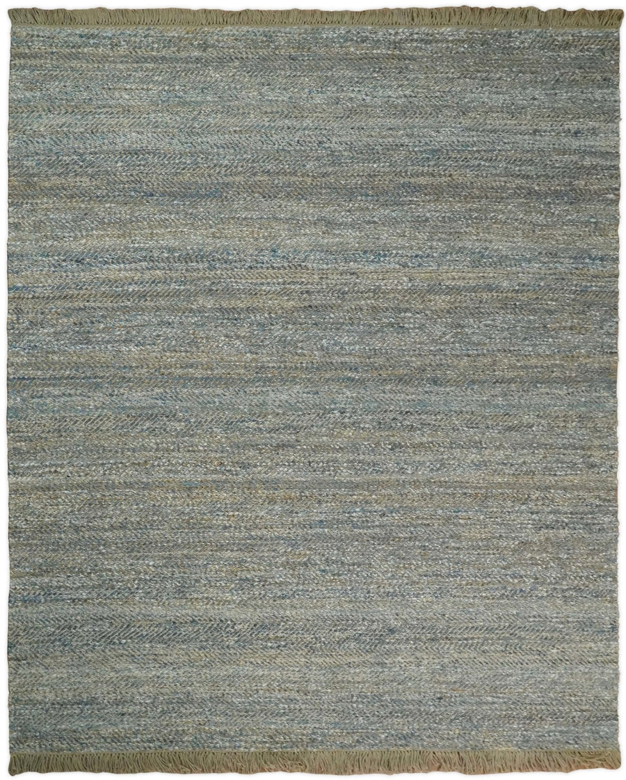 Hand Woven Natural Fiber Gray and Brown Jute and Art Silk Rug | JR9 - The Rug Decor
