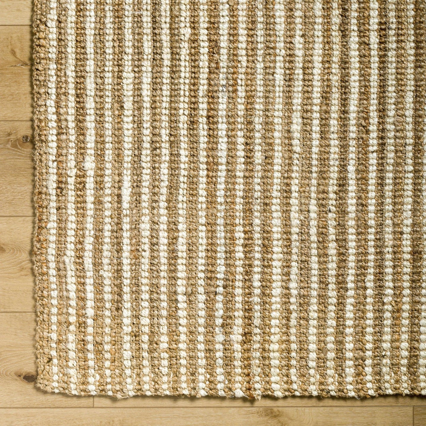 Hand Woven Natural Fiber Linen Texture Ivory and Brown Multi Size Jute Rug - The Rug Decor