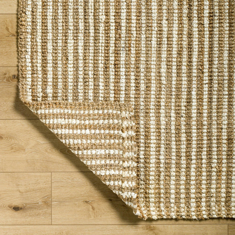 Hand Woven Natural Fiber Linen Texture Ivory and Brown Jute Rug – The ...