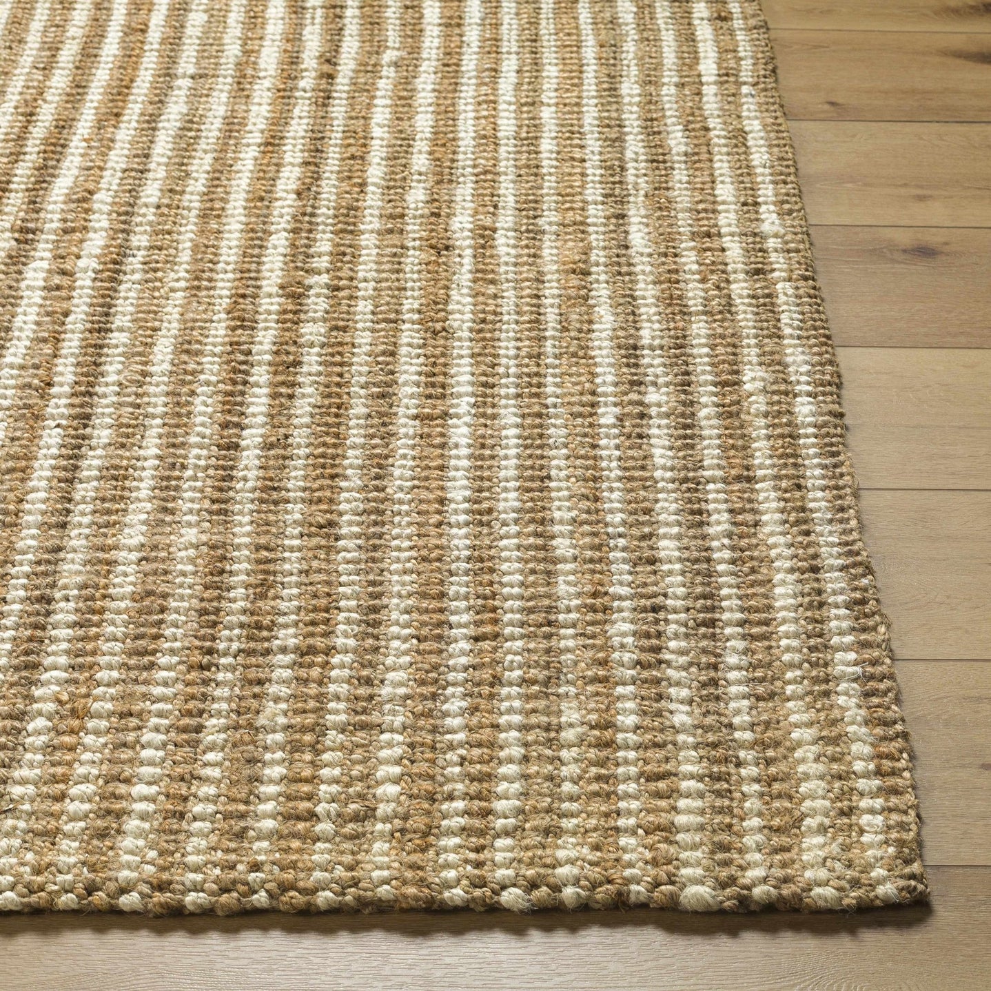 Hand Woven Natural Fiber Linen Texture Ivory and Brown Multi Size Jute Rug - The Rug Decor
