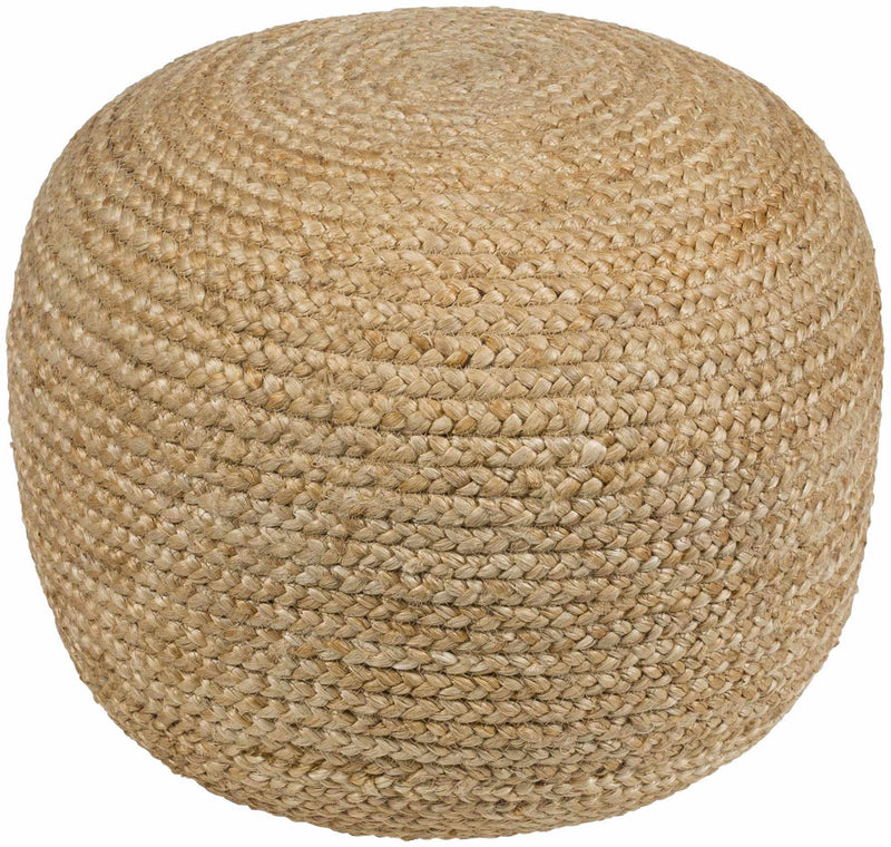 Hand Woven Natural Fibers Tan Cylindrical Jute Pouf - The Rug Decor