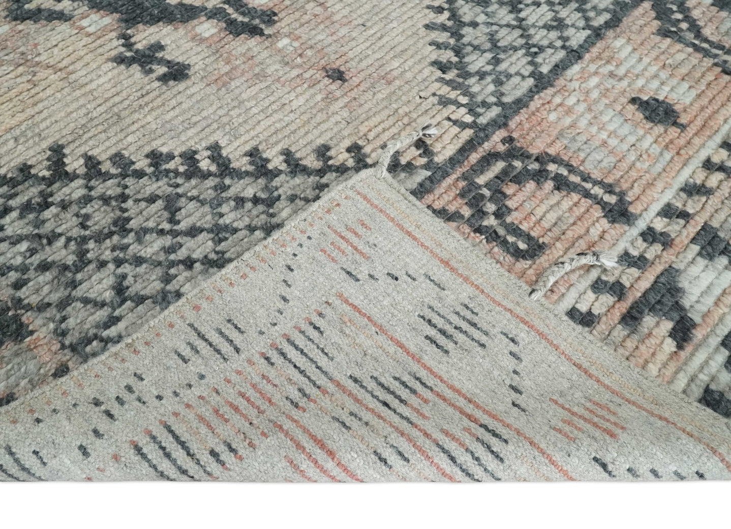 Hand Woven Peach, Beige and Charcoal Rug Made with Blended Wool 5x8, 8x10 and 9x12 | UL31 - The Rug Decor