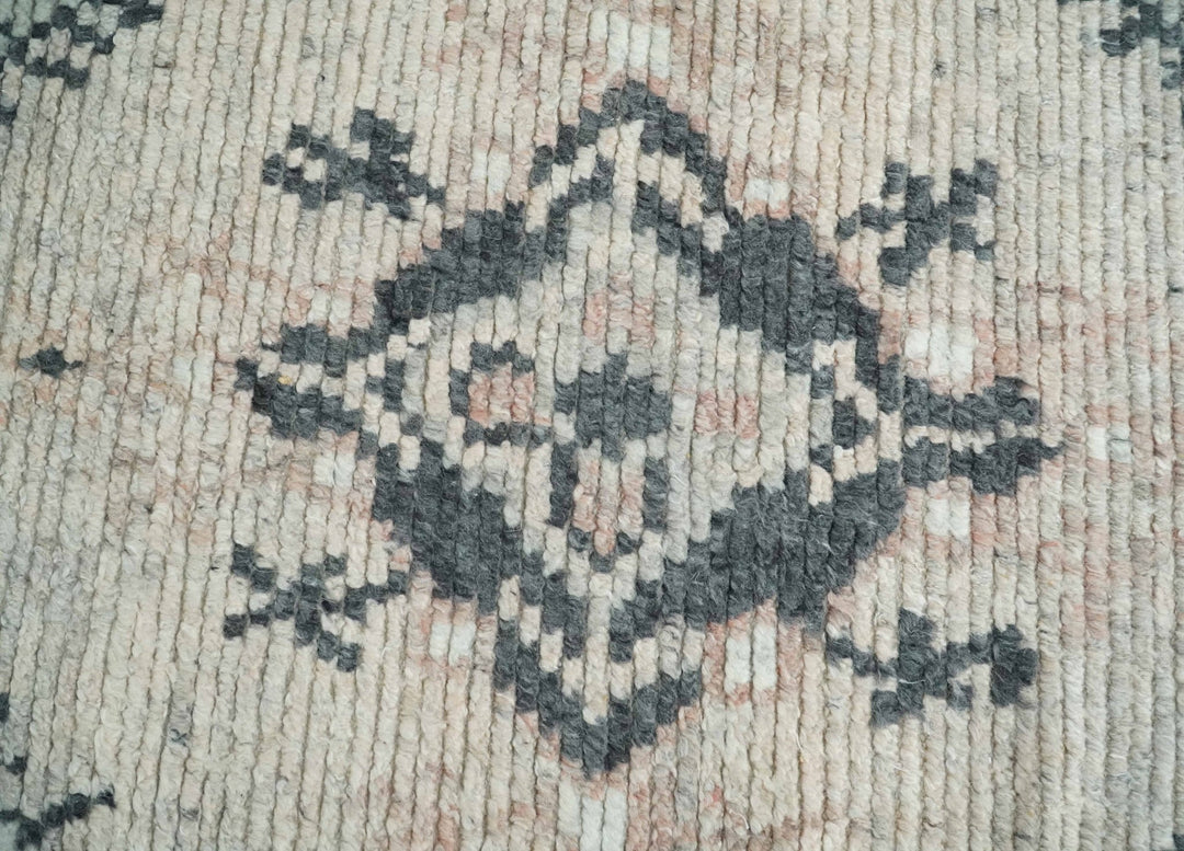Hand Woven Peach, Beige and Charcoal Rug Made with Blended Wool 5x8, 8x10 and 9x12 | UL31 - The Rug Decor