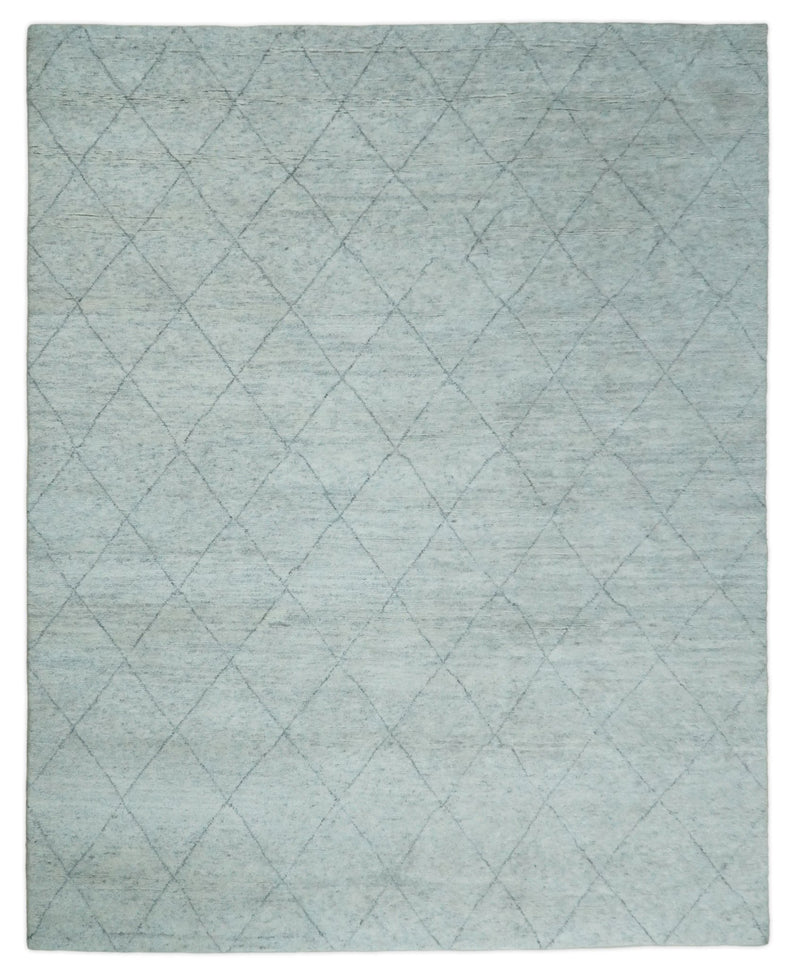 Hand Woven Silver and Gray 8x10 Trellis Moroccan Rug Made with Fine Wool | TRDCP105810 - The Rug Decor