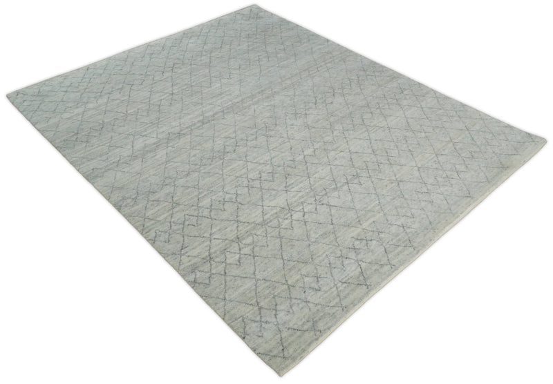 Hand Woven Silver and Gray 8x10 Trellis Moroccan Rug Made with Fine Wool | TRDCP79810 - The Rug Decor